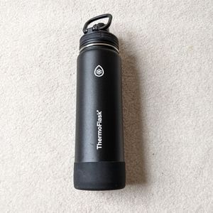 Thermoflask black stainless steel insulated hot cold water bottle NEW 24…